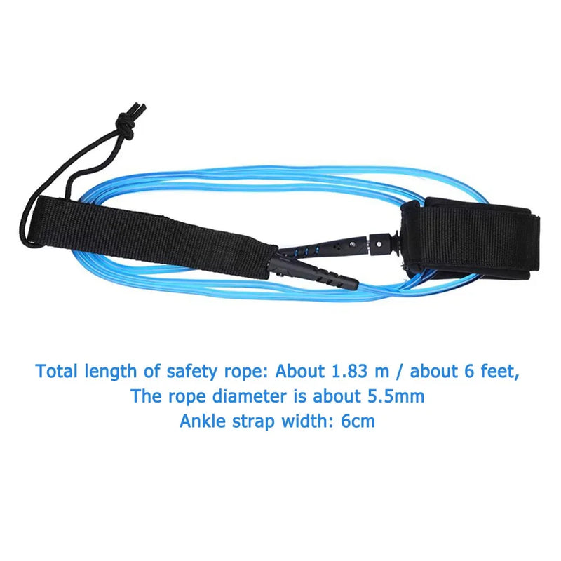 Leash para prancha de surf de 6 pés, suporte elástico para prancha de surf, corda de perna longa