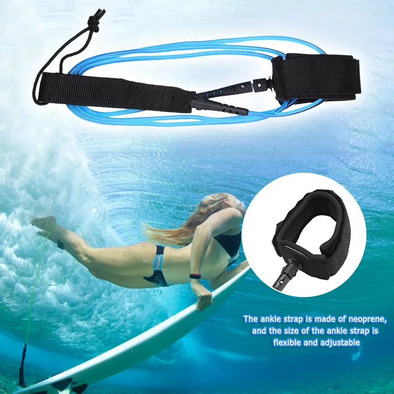 Leash para prancha de surf de 6 pés, suporte elástico para prancha de surf, corda de perna longa